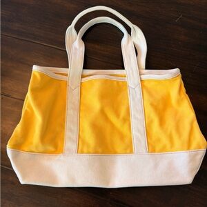 J. Crew Cotton Boat Tote Bag Small Yellow White